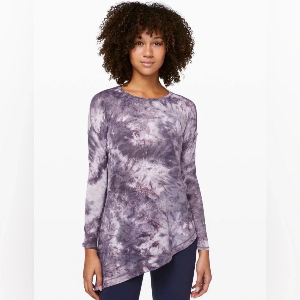 Lululemon To The Point Long Sleeve Mist Diamond Dye Glacier Grey Moonwalk Size 8